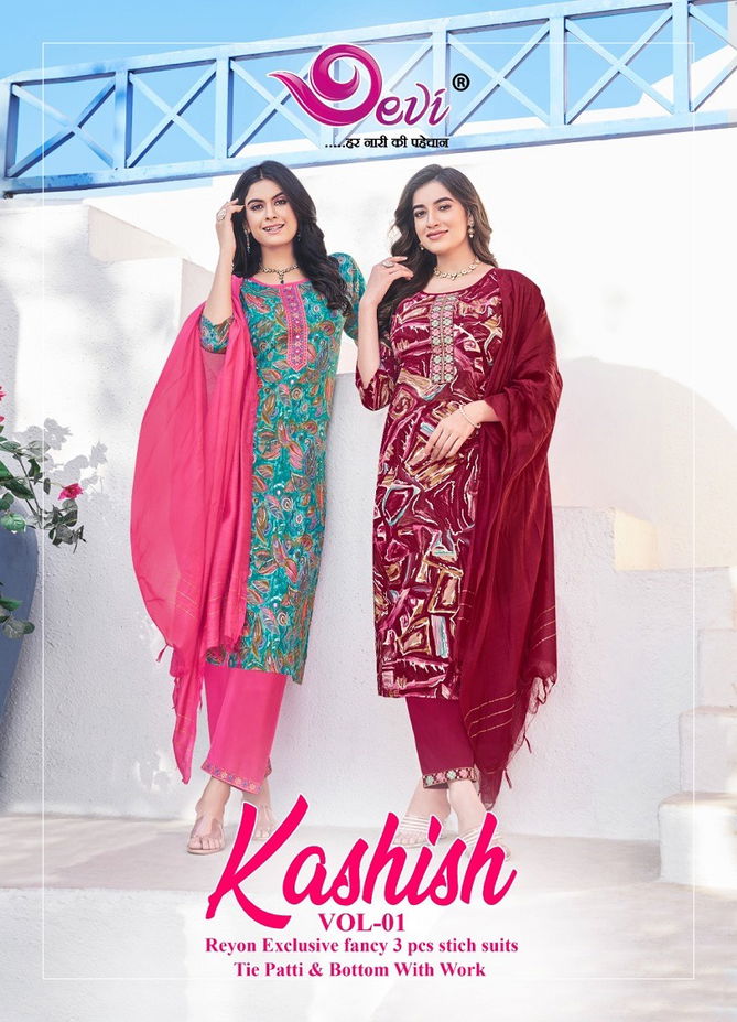 Kashish Vol 1 By Devi Rayon Printed Kurti With Bottom Dupatta Wholesale Shop In Surat